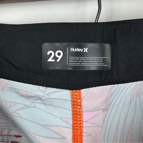 Hurley La Palma 20 in. Boardshorts Light Zitron Men's 29 Orange Blue Leaves NEW - Picture 5 of 11